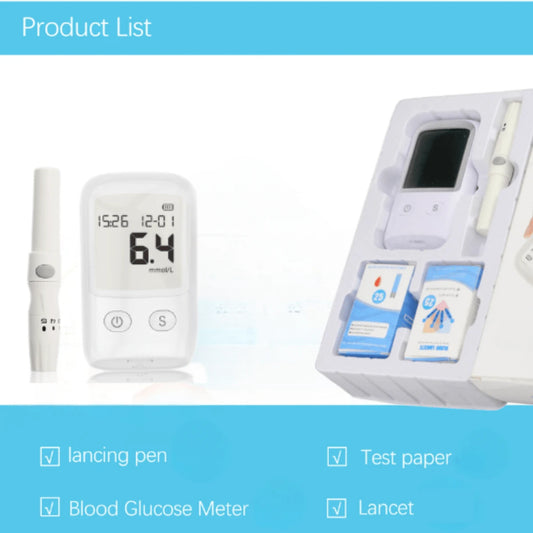 Kit de monitor de glucosa: pantalla LCD, 25 tiras reactivas y 25 lancetas incluidas