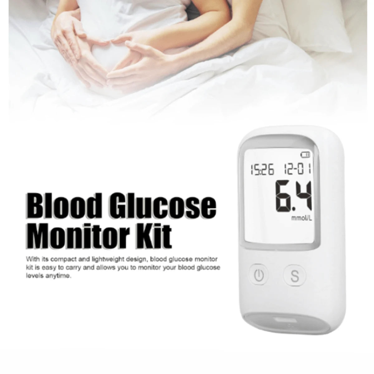 Kit de monitor de glucosa: pantalla LCD, 25 tiras reactivas y 25 lancetas incluidas