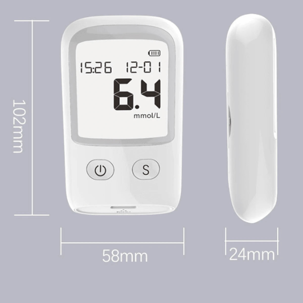 Kit de monitor de glucosa: pantalla LCD, 25 tiras reactivas y 25 lancetas incluidas