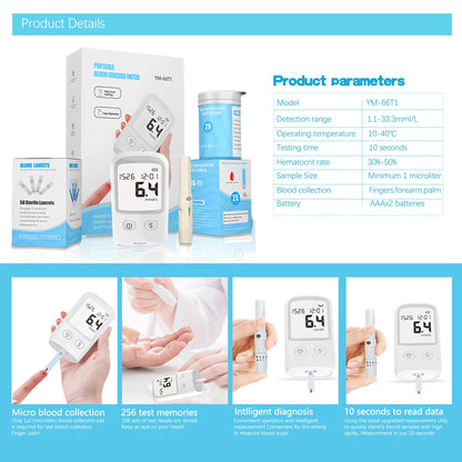 Kit de prueba de diabetes con medidor de glucosa en sangre